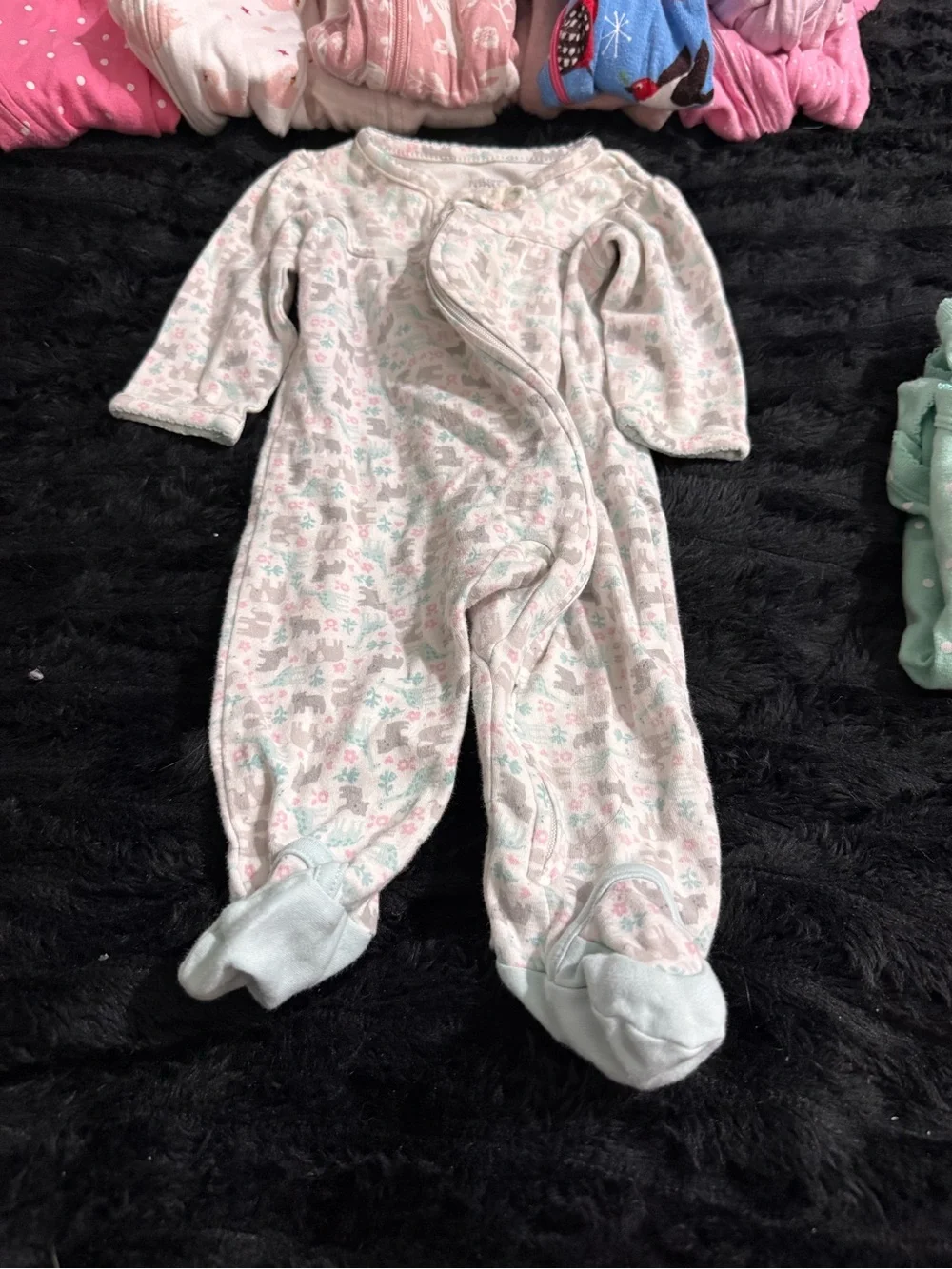 Carter's Assorted Girls' One-Piece Footies in Pink, Blue, Mint & Cream